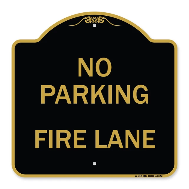 Designer Series - No Parking Fire Lane Heavy Gauge Aluminum Architectural Sign