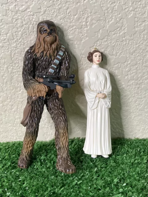 hallmark star wars chewbacca and priness leia christmas ornaments