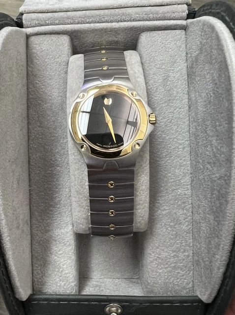 Ladies New Movado Sports Edition Two Tone 81-G4-1851 Museum Black Dial Watch