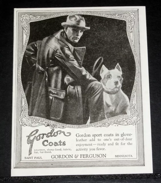 1920 OLD MAGAZINE Print Ad, Gordon Leather Sport Coats, Sheep And Fur ...
