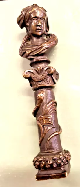 Magnifique Et Ancien Sceau-Cachet En Bronze Massif Finement Travaille Date 1870-