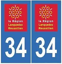 stickers autocollants plaques immatriculation auto Département Hérault 34