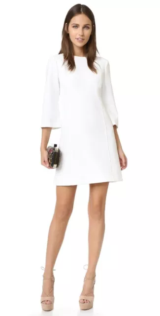 NWT $295 ALICE + OLIVIA Gem 3/4 Sleeve Shift Dress 10 Off-White