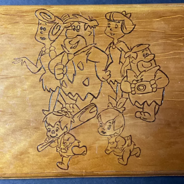 Vintage 1960s Solid Wood The Flintstones Hand Carved Wall Hanging Art Sign 2