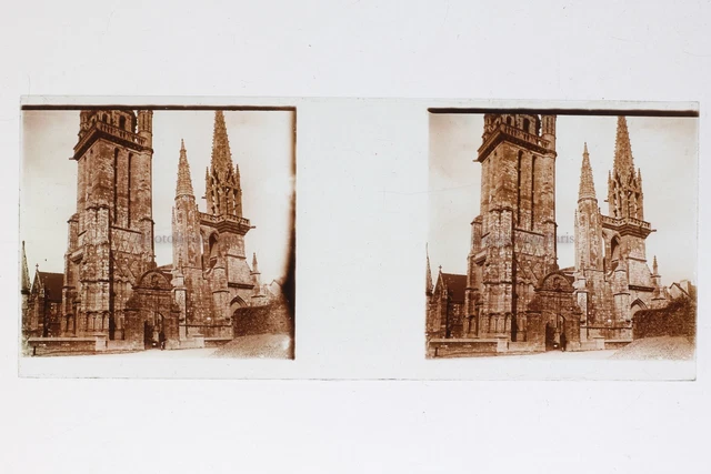 France Eglise à identifier Photo Stereo T2L8n7 Plaque de verre Vintage