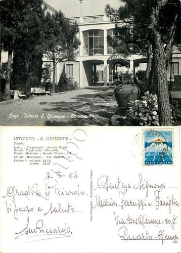 Cartolina di Lugo, Istituto San Giuseppe (veranda) - Ravenna, 1964