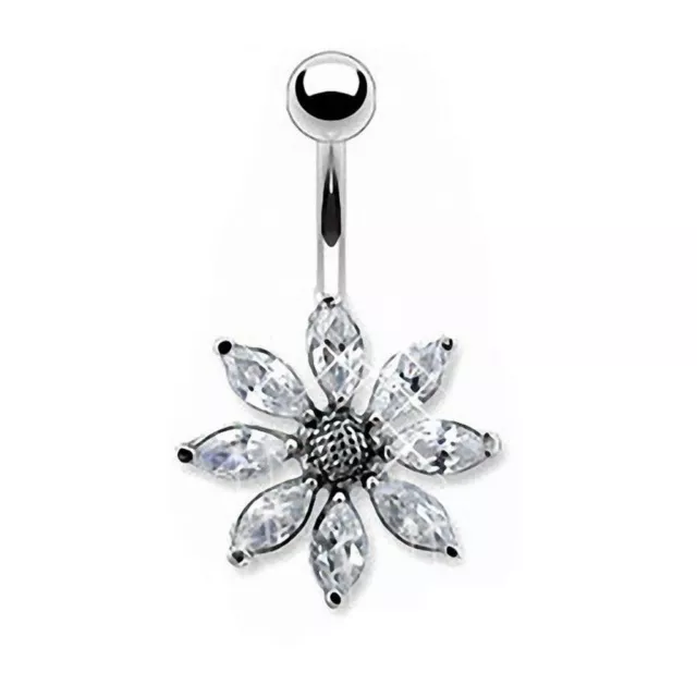 Piercing Nombril en acier chirurgical 316L - fleur