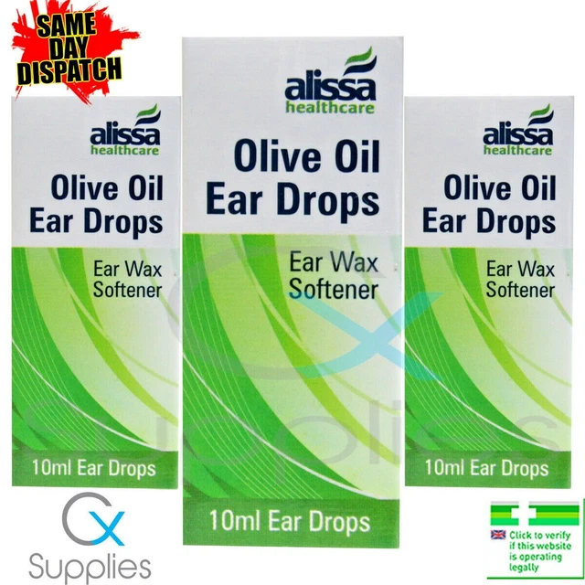 OLIVE OIL EAR Drops 10 Ml X 3 High Quality Drops Ear Wax Removal