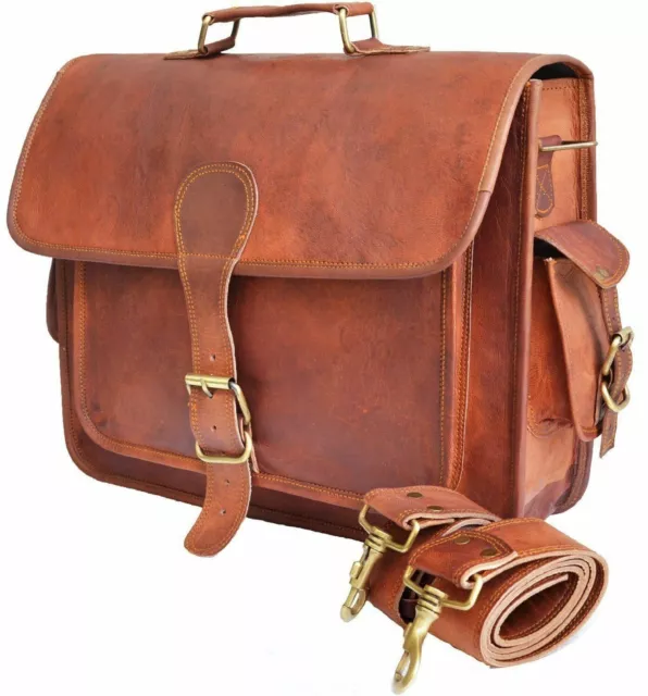 Femme Authentique Vintage Marron Cuir Bandoulière Messager Portable Sac Mallette