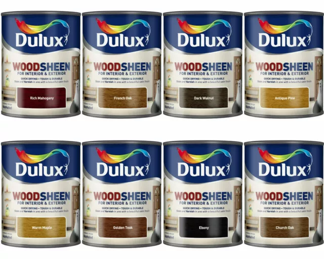 Dulux Woodsheen Wood Stain Varnish Interior Exterior Quick Drying Satin Finish