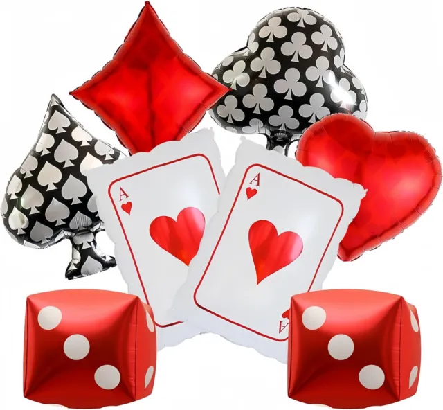 8pcs Playing Cards Dice Balloons Casino Balloons Las Vegas Party Poker Events