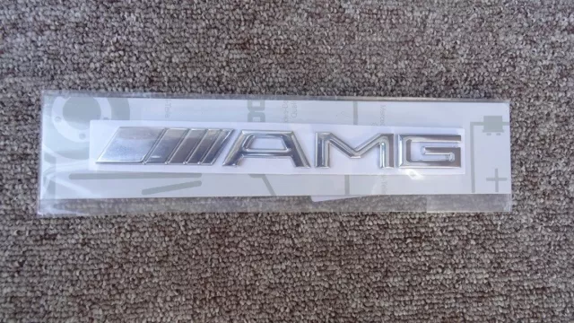 Mercedes-Benz Slc Slk Slr Sls-Amg Genuine *Amg* Rear Boot 3D Badge/Emblem Silver