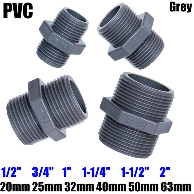 PVC NIPPLE BSP Male Threaded Pressure Fittings Pipe Fitting ID 20mm