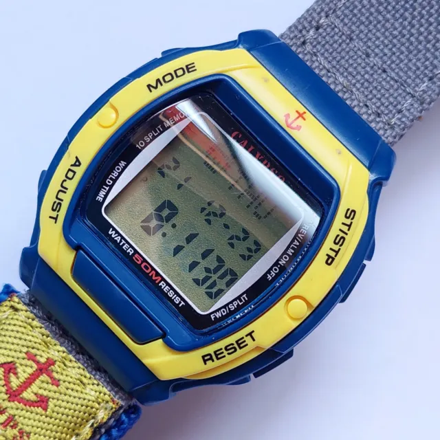 CALYPSO WATCH DIGITAL 40 mm Sports Blue Yellow Alarm-Date-Chrono NOS Never  Worn $13.80 - PicClick