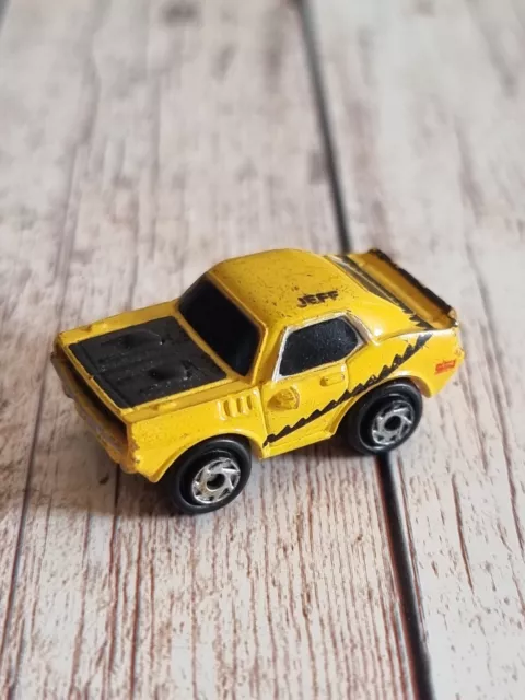 Vintage Micro Machines ‘71 Plymouth Barracuda Yellow Black Hood Car Galoob 1986