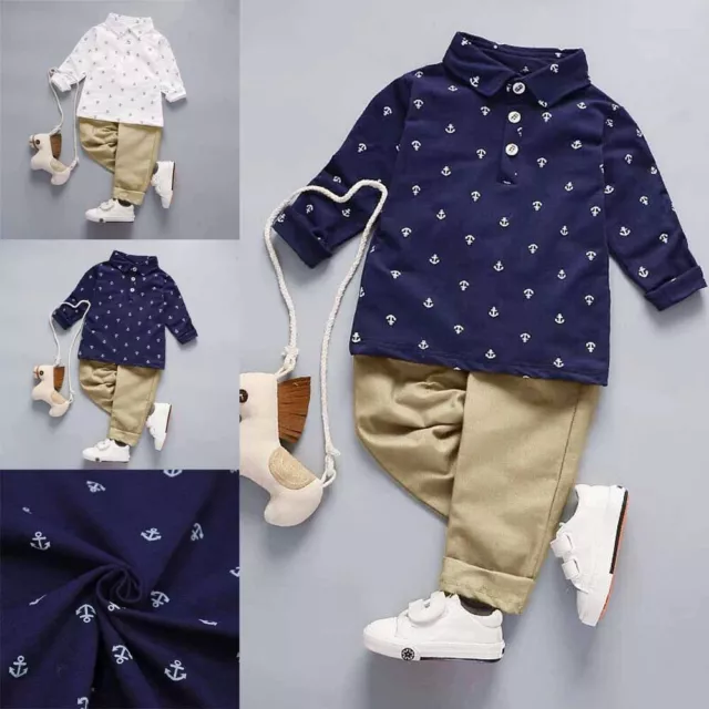 Kid' Toddler Baby Boy Gentleman Suit Comfort Tops Long Pants Clothes Set Outfit