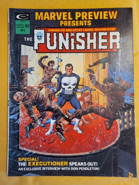 Marvel Preview #2 1975 Magazine, Punisher Origin, 1st Dominic Fortune GREAT Cond