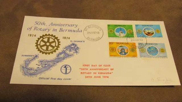 1974 Bermuda FDC Cover - Rotary Society