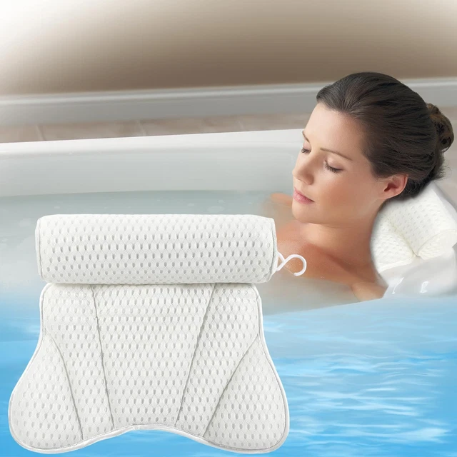 Coussins De Bain, Coussin De Bain Ergonomique pour La Tête, Coussins De Bain en Couches De Maille 3D, Oreiller De Spa pour Baignoire pour Adultes Accessoires De Bain À Remous, pour Bain
