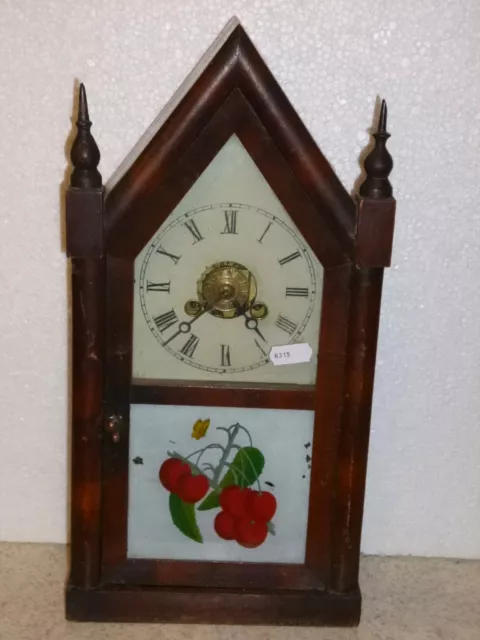 Antique Jerome & Co New Haven Conn American Wooden Alarm Mantel Clock 2