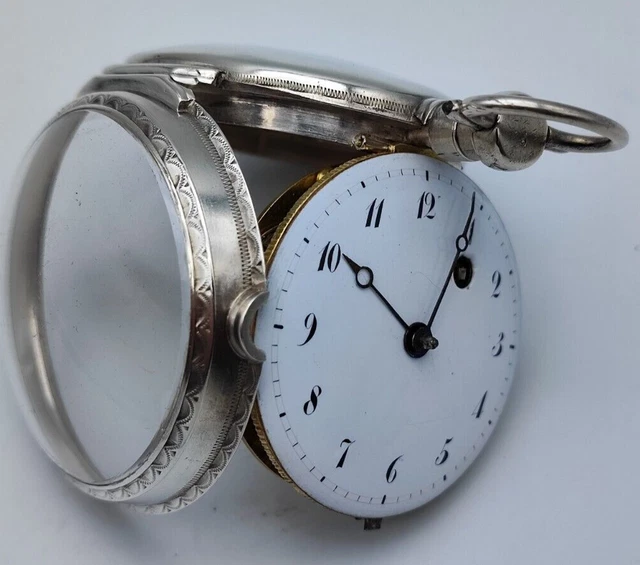 Montre Gousset Coq Argent Massif - Cadran Peint, Mécanique Manuel, Circa 1850-1859