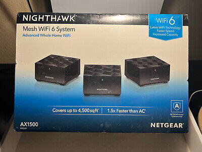 Netgear Nighthawk Dual-Band WiFi 6 AX1500 Mesh System, MK6W-100NAS NEW SEALED