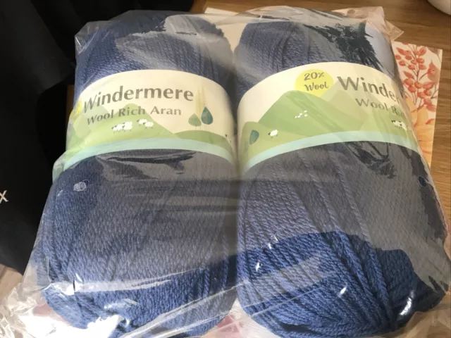800g Windermere Aran Wool Blue