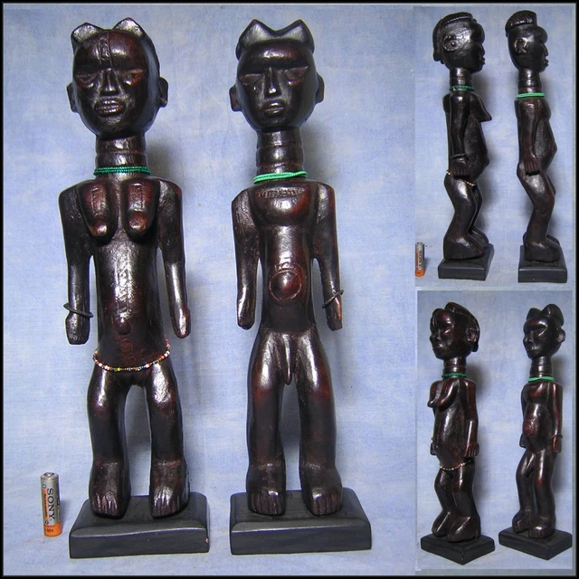 Statue Baoulé Africaine Ancienne En Bois - Hauteur 50 Cm - Période 1950-1969 - Art Tribal Authentique