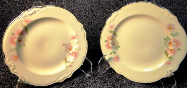 Homer Laughlin Virginia Rose JJ59 Moss Rose 6 1/4" Bread Plates Set 2 Excellent