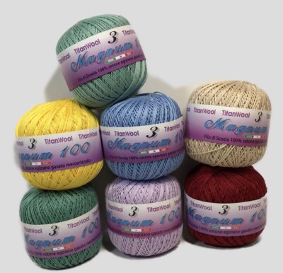 Magnum MAGNUM 5 GOMITOLO COTONE N°5 PER UNCINETTO FILO SCOZIA COLORATO E BIANCO 