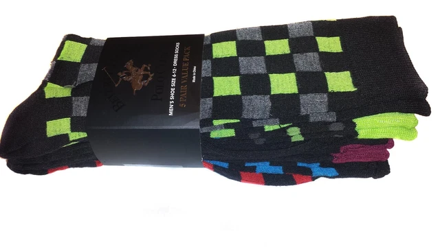 Beverly Hills Polo Club 5-Pair Men's Dress Socks Shoe Size 6-12, Sock Size 10-13