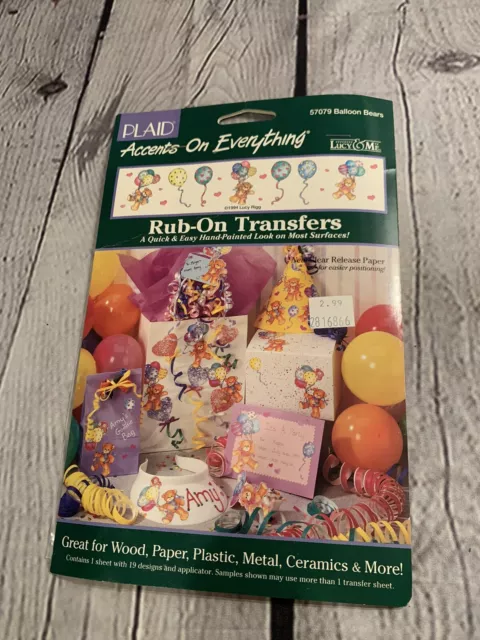 OSOS GLOBO A CUADROS de colección 1994 acentos en todo transferencias frotadas -NUEVO-
