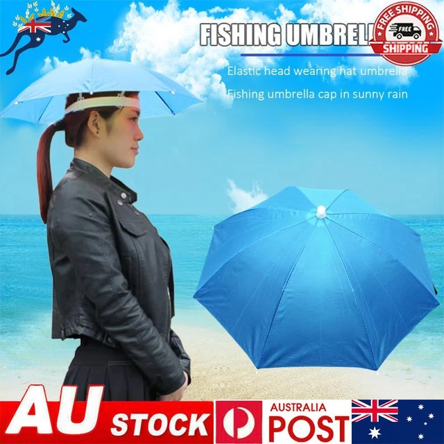 FISHING UMBRELLA HAT Foldable Outdoor Sun Shade Waterproof Cap (Skyblue)  $10.33 - PicClick AU