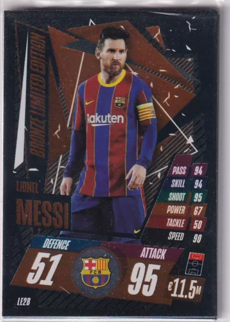 Topps Match Attax Champions League 20/21 LE2B Lionel Messi Limité Édition Bronz