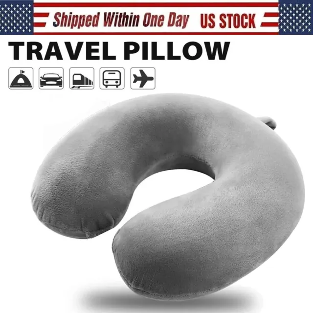 Inflatable Air U Shaped Travel Pillow Neck Support Head Rest Plane Soft Cushion