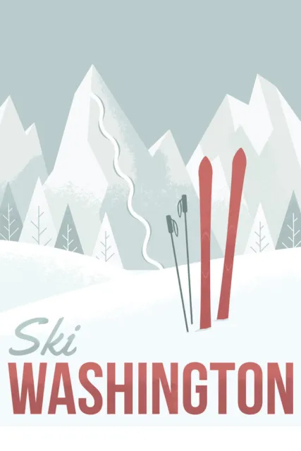 Ski Washington Retro Travel Cool Wall Decor Art Print Poster 12x18