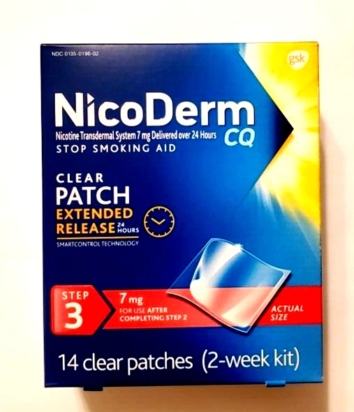 Nuevo kit de parches de nicotina Nicoderm CQ - 14 parches - 7 mg - Expiración 12/2024