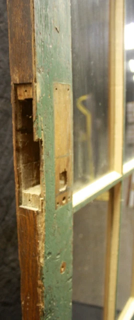 30"x84"x1.75" Antique Vintage SOLID Wood Wooden French Door Window Wavy Glass 4
