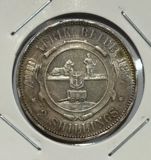 1897 South Africa 2 Shillings ZAR 0.925 Silver Coin