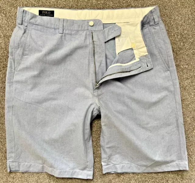 Pantalones cortos chinos inteligentes Polo Ralph Lauren para hombre W38 calce clásico polvo azul