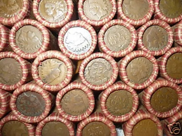 Sealed Wheat Indian Head Penny Mixed Roll With Vintage Indian Cent End Coin Lpp 3