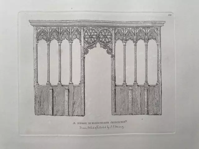 1818 Antique Print; Edingthorpe Church Screen, Norfolk after J.S. Cotman