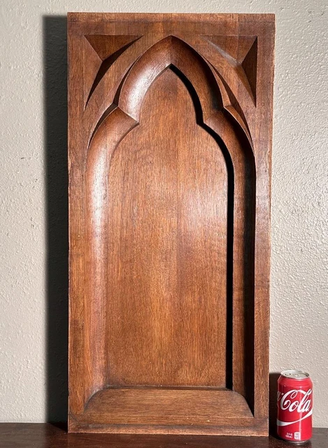 32" Tall French Antique Gothic Revival Oak Wood Panel