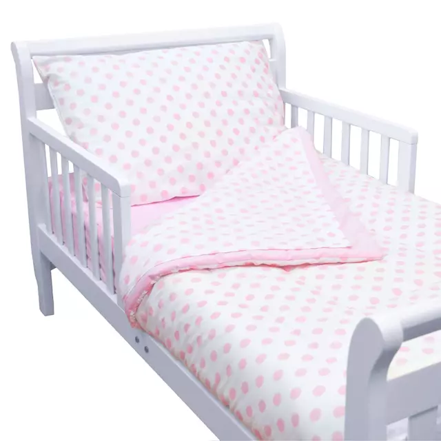 100% Cotton Percale 4-Piece Toddler Bedding Set, Pink, for Girls