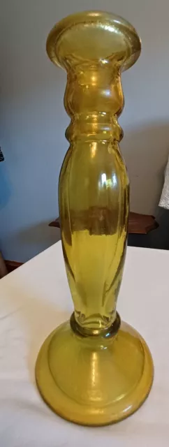 Vintage Anchor Hocking GAO MI Amber Colored Glass Candle Holder/ Bud Vase