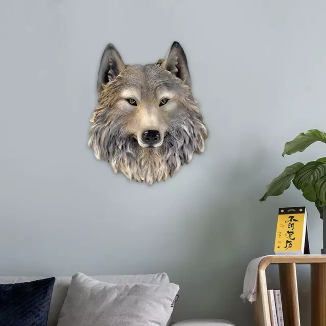 Animal Wolf Head Wall Sculpture Ornament Resin Statue Hanging Art Decor Gift