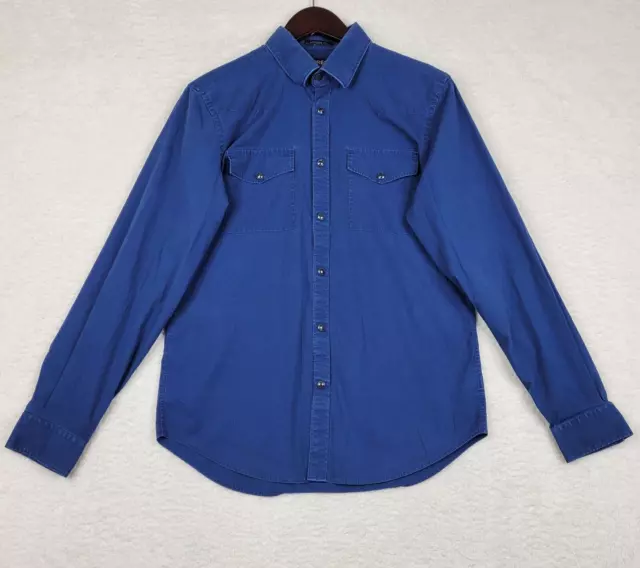 Express Shirt Mens Medium Blue Modern Fit Long Sleeve Button Up Stretch Cotton