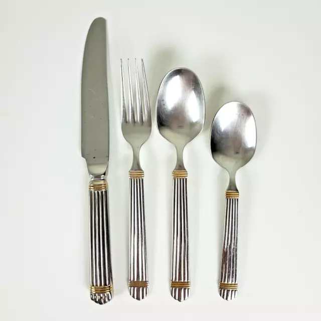 WALLACE SILVER 18/8 Stainless Flatware GOLD CHARDONNAY 4-Piece Place Setting