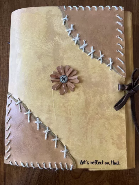 Rustic Mixed Media Genuine Leather Journal Handmade Reflection