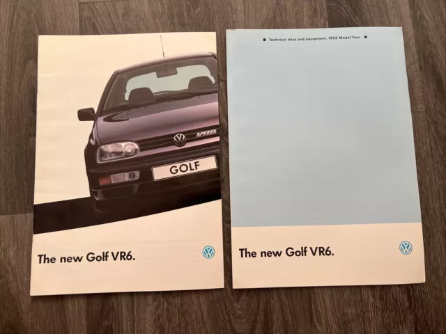 Mk3 VW Golf VR6 August 1992 Sales Brochure And 1993 Technical Data Sheet